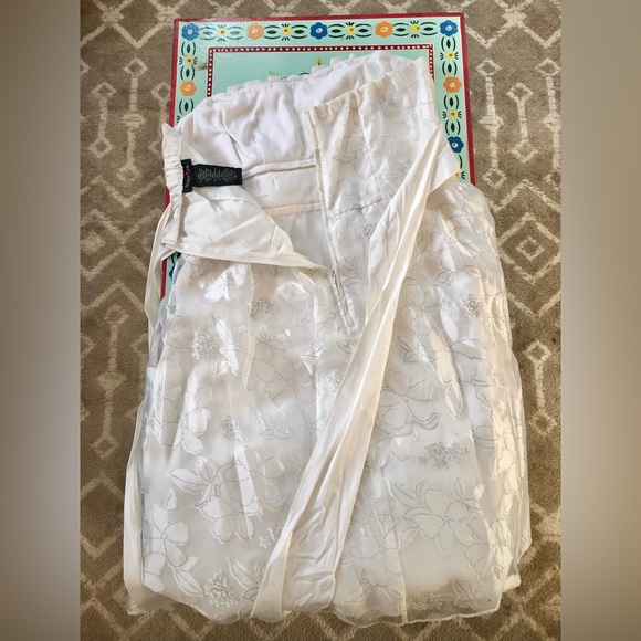 TeezeMe White Strapless Dress with Subtle Silver Floral Overlay - Picture 4 of 8